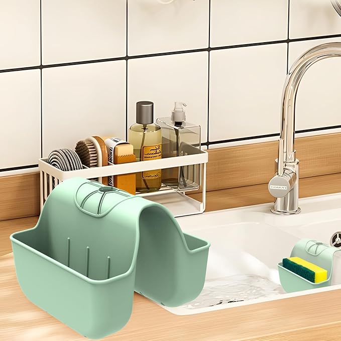 OKeanu Hanging Silicone Sponge Holder for Kitchen Sink, Green