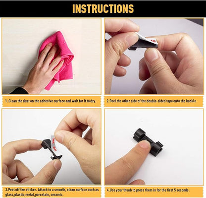 Cable Clips with Strong Self-Adhesive, XIAOXI Cable Management TV PC Wire Holder Sticky Tidy and Organizer Cord and Wires - 40 Pcs (Black)
