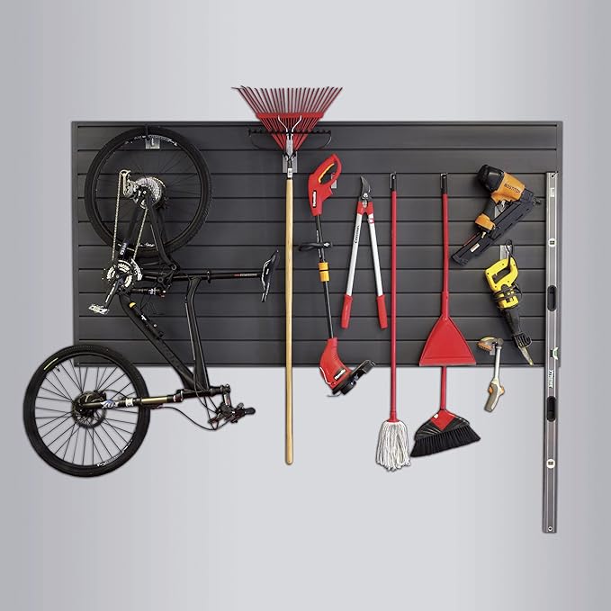 Proslat 33007 Mini Bundle with Slat Wall Panels and Mini Hook Kit, Charcoal