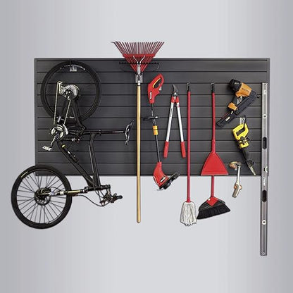 Proslat Garage Storage PVC Slatwall Panels - 2 Packs of 8 ft. x 4 ft. Sections (20 Single slats which Make up 64 sq.ft Once Installed) (Charcoal) (Dark Gray)