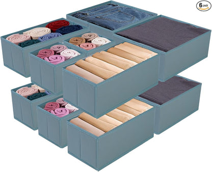 Drawer Organizer Set for Baby Clothes, Nursery Dresser Storage, Closet Dividers for Socks, Underwear, Bra (Blue, 12 pcs)
