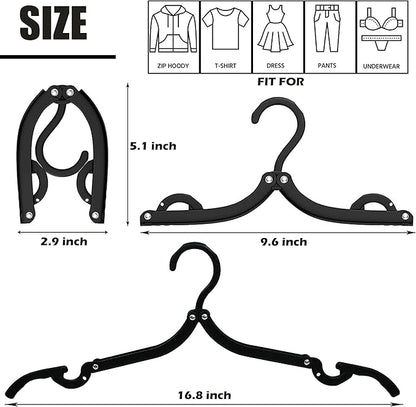 Foldable Travel Hangers Portable Plastic Folding Clothes Hangers Travel Accessories Drying Rack Folding Hangers for Traveling Camping RV Cruises Dormitory School Hotel (30, Black)