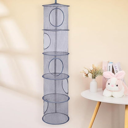 Basumee Stuffed Animals Net or Hammock 2 Pcs Stuffed Animals Storage Toy Net Hammock for Plushies Storage Organizer Mesh Girls Room Decor, Gray, 5 Tiers