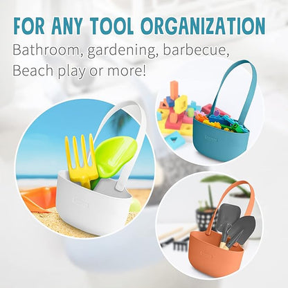 Sophie & Panda Silicone Sponge Holder for Kitchen Sink Bags Set of 2 - Easy to Use Soap Holder No Installation Needed Kitchen Sink Caddy - Organizer Set of 2 White and Grey