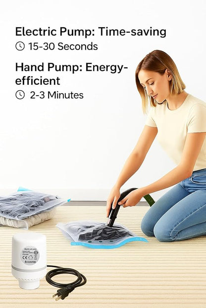 LICOZYVE Vacuum Storage Bags for Travel and Home,8 Pack Vacuum Seal Bags for Clothing,(with Electric Pump and Hand Pump,2(40 * 60) 2(50 * 70) 2(60 * 80) 2(80 * 100))
