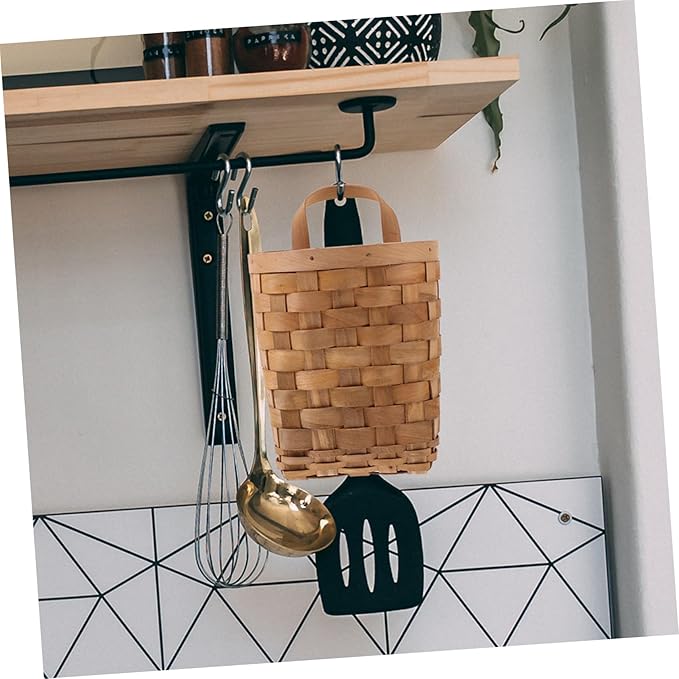 VICASKY Woven Hanging Storage Baskets with Handle Natural Wall Organizer Kitchen and Home Storage Bin for Hanging Light to Heavy Items Decorative and Functional Organizer for Kitchen