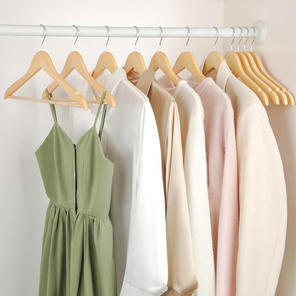 TOPIA HANGER Premium Wooden Hangers 30 Pack, Natural Wood Clothes Hangers, Durable Coat Hanger, 360° Swivel Hook, Non-Slip Shoulder Notches for Strap Dress, Shirt, Pant, Jacket-CT54N30