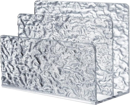 MyGift 2 Slot Modern Ripple Texture Premium Clear Acrylic Desktop Mail Holder Letter Sorter, Transparent Office Desk Paper File Divider Vertical Storage Rack