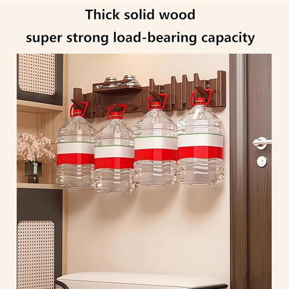Wall Mounted Coat RackHooks Piano Key Hangers Natural Solid Wood Hanger Non-Woven Fabric Clothes Hangers for Closet, Kitchen, Bedroom, Bathroom, Entryway (Innovate-Beech, 6 Hooks)