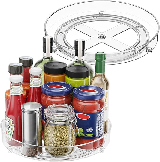 3 Pack Lazy Susan Organizer, 10.7 Inch Lazy Susan Turntable for Cabinet, Turntable Organizer for Pantry Organizers and Storage, Non-Skid Fridge Organizer