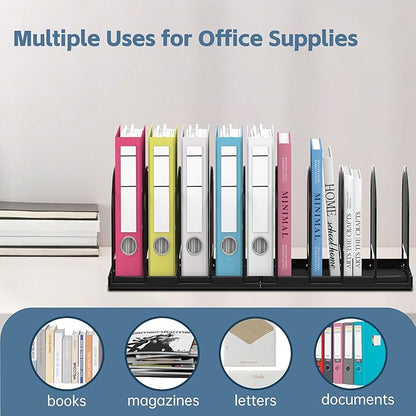 SUPEASY File Organizer for Desk, 9-Section Mesh Desk Organizer, Vertical File Holder Desktop Organizer File Sorter, File Folder Holder for Office Supplies, Black