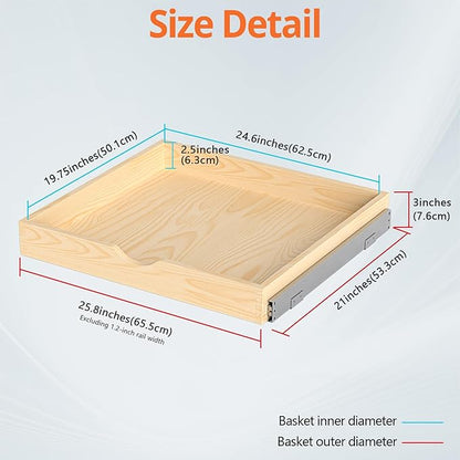 ZOINLIY Wooden Pull Out Cabinet Organizer, Slide Out Drawer for Kitchen Organizers and Storage, Soft Close, Heavy Duty, Fully Expandable