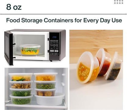 ProTakeOut 8oz [36 set] Heavy Duty Plastic Deli Container | BPA-Free Food Storage with Airtight Leak‑Proof Lids | Microwave, Freezer & Dishwasher Safe – Stackable, Bulk Reusable Soup & Meal Prep Tub