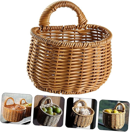 Multi-function Wall-mounted Storage Basket for Kitchen Woven Organizer for Garlic Eggs and Vegetables Rustic Decorative Basket for Organization