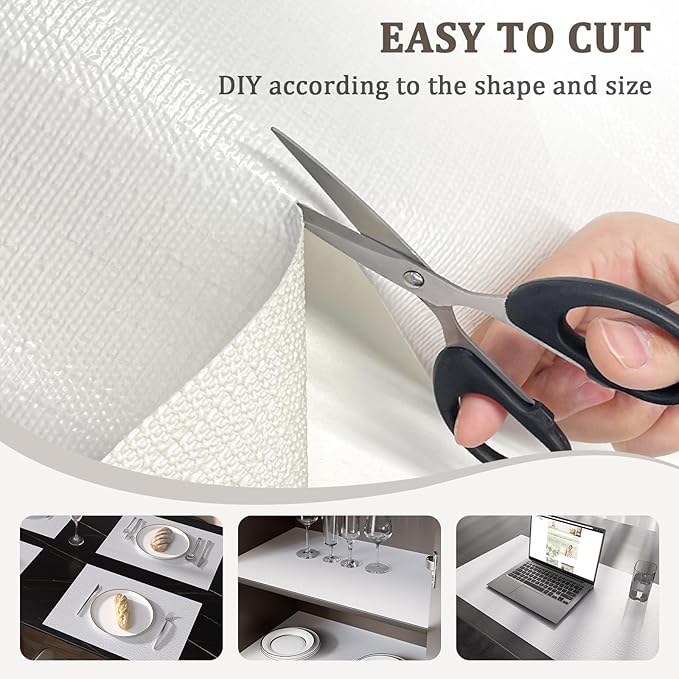Shelf Liner for Kitchen Cabinets 12" x 360" Non-Adhesive Non-Slip Drawer Liners for Dresser, Waterproof Washable Paper, Durable Protector Mat for Pantry Shelves Cupboards, White