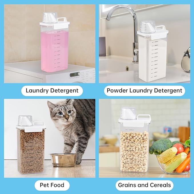 Sandmovie 3 Packs Laundry Detergent Dispenser, 78 Oz Clear Plastic Laundry Soap Containers with Scale