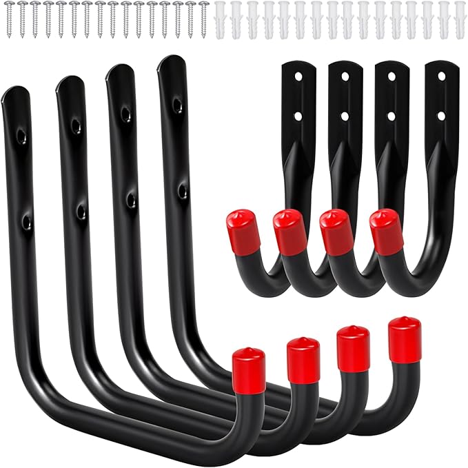 8-Pack Utility Hook,Garage Storage Hooks, Heavy Duty Utility Hooks, Heavy Duty Hook, 7.8" & 3.8” Garage Hanging Storage for Bikes, Kayak and Hanging Ladders
