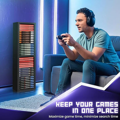 TNP Universal Video Game Storage Tower for PS5, PS4, PS3, Nintendo Switch, Xbox One, Xbox Series S/X - Black Video Game Holder Organizer Stand with 36 CD Case Storage for Organizing & Displaying