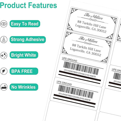 L LIKED 2" x 4" Label Stickers, Printable White 500 Sheets for Laser/Inkjet Printing - Matte White, 10 per Sheets (5000 PCS Labels) (Pack of 2)