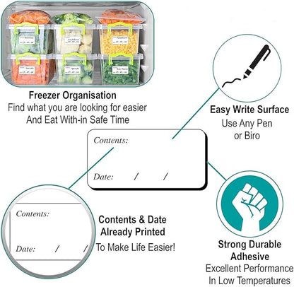 Hybsk Removable Freezer Labels Easy Peel Off - Frozen Food Storage Labels That Leave No Sticky Residue After Use (Type 1)