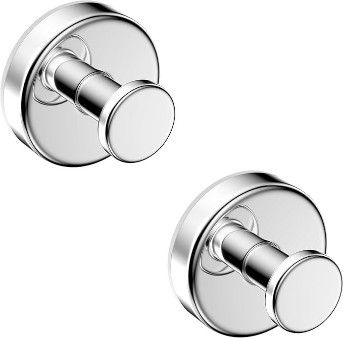 Suction Cup Hooks for Shower,Removable No Drill Towel Hooks,Upgraded 15 lbs Strong Suction hooks for Bathroom Tile,Shower Wall,Glass Door,Kitchen-Loofah,Coat,Stainless Waterproof-Chrome 2 Pcs