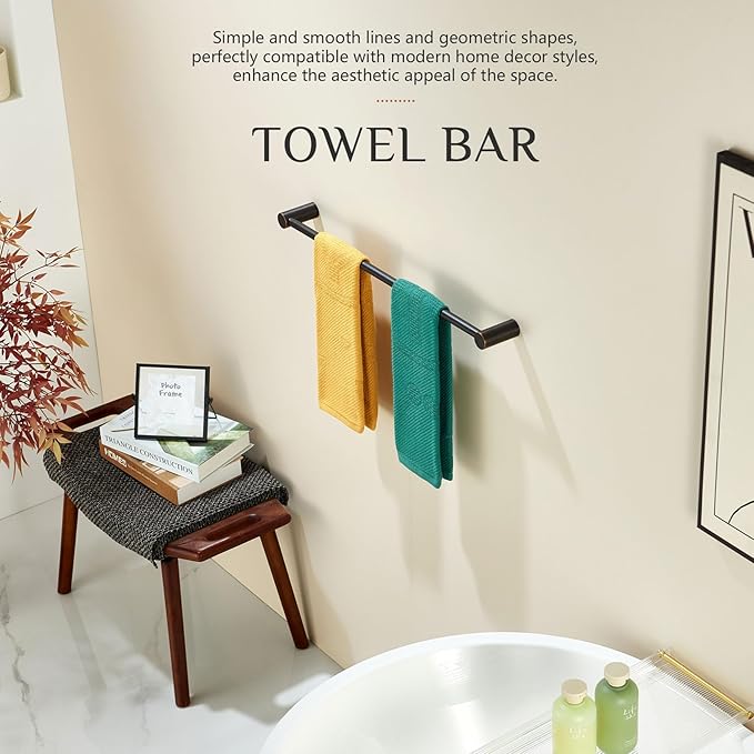KOKOSIRI Bath Towel Bar 20-Inch Hand Towel Holder Single Rail for Lavatory and Bathroom Wall Mounted Oil Rubbed Bronze Stainless Steel, B4007ORB-L20