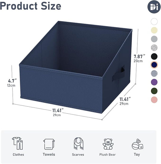 DIMJ Closet Storage Bins 6 Pack - Fabric Trapezoid Closet Organizer Bin, Foldable Storage Baskets for Shelves, Shelf Organizer, Clothing Storage Box for Toys, Books, Towel, Clothes