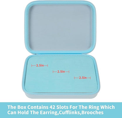 GWCASE Ring Organizer Storage Case - Jewelry Ring Display Collector Box with 42 Slots. Rings Tray Holder Showcase Fits for 50+ Rings, Earrings, Brooches and Cufflinks (Box Only)-Blue