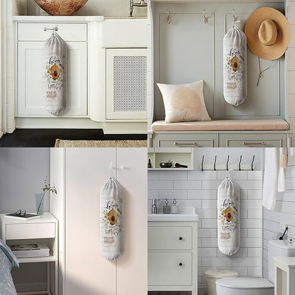 Hglian Bee Grocery Bag Holder,Plastic Bags Organizer Garbage Shopping Trash Bags Storage,Farmhouse Kitchen Décor-Home is Where Your Honey is