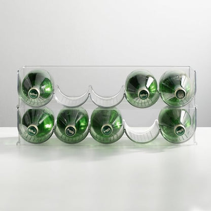 mDesign Plastic Free-Standing Water Bottle and Wine Rack Storage Organizer for Kitchen Countertops, Table Top, Pantry, Fridge - Stackable - Holds 5 Bottles Each, 4 Pack - Clear