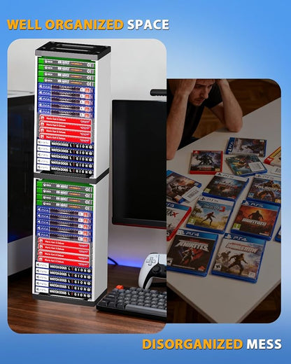 Nargos Video Game Storage Stand Tower for PS5/ PS4/ PS3/ Xbox Series S & X/Xbox one Game, Universal Game Disc Holder Vertical Blu Ray Case Organizer