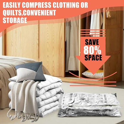 Vacuum Storage Bags, Space Saver Bags, Compression for Comforters and Blankets, Sealer Clothes Storage with Hand Pump. (6× Medium)