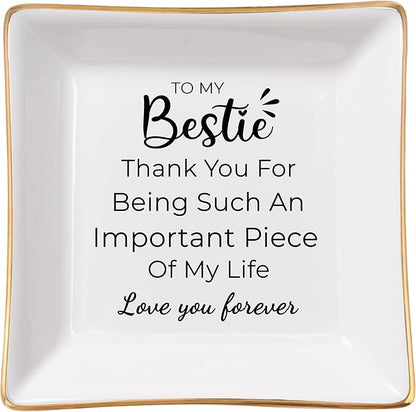 COZITED Birthday Gifts for Women Best Friend - to My Bestie Jewelry Dish Trinket Tray, Unique Friendship Gifts for Women Female Friend Christmas Valentines Mother's Day