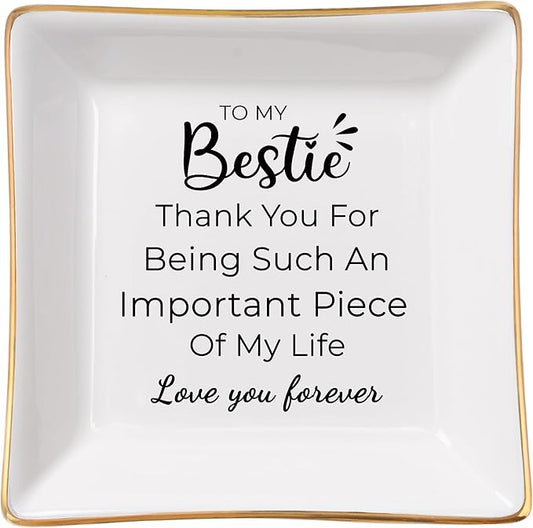 COZITED Birthday Gifts for Women Best Friend - to My Bestie Jewelry Dish Trinket Tray, Unique Friendship Gifts for Women Female Friend Christmas Valentines Mother's Day