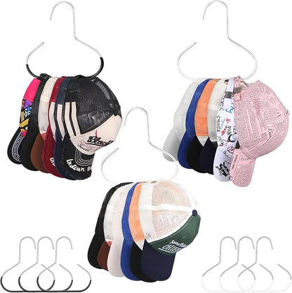 Adanluxe 6 Packs Hat Hangers for Closet, Premium Hat Organizer for Baseball Caps, Cap Rack for Organizers and Storage, Space Saving Hangers Holder 50 Hats and Usable for Belt, Scarf, Tie, Bra, Purse