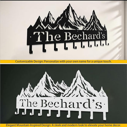 Custom Metal Key Rack Hooks, Personalized Key Holder for Wall, Mountain Theme Wall Decoration, Key Hanger Organizer for Living Room, Entryway, Offices, Kitchen Decor