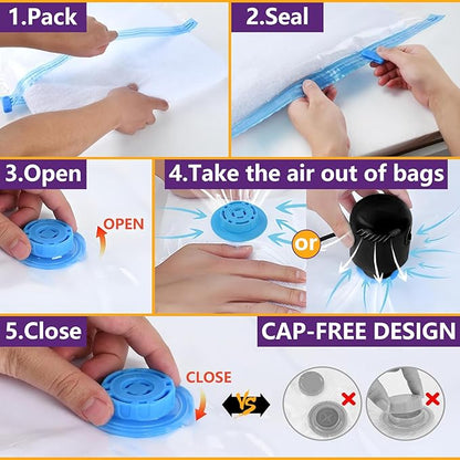 Morecoo 24Pack Vacuum Storage Bags with Electric Pump & New Air Valve, Space Saver Compression Bags for Clothes, Comforters, and Travel Essentials – Includes Jumbo, Large, Medium, Small & Roll-Up Bags