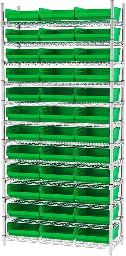 Akro-Mils Small Parts Shelf Bins - 11-1/8 X11-5/8 X4 - Green - Green - Lot of 12