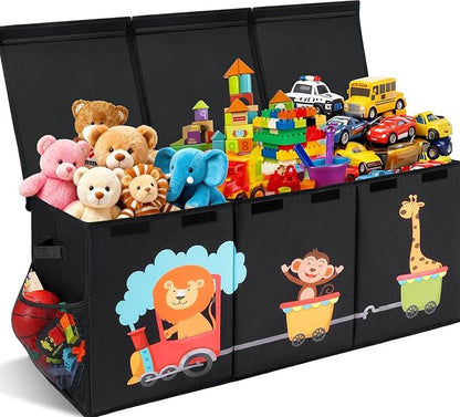 XL Toy Box - Toy Storage Bins with lids, Collapsible Toy Chest for Boys Girls, Kids Big Toy Organizer with Adjustable Dividers for Living Room Area, Playroom, Bedroom，40"x16"x14"