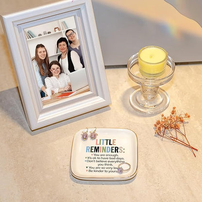 Motivational Gifts for Women – Little Reminders: You are enough... Affirmations Ring Dish, Inspirational Quote Jewelry Tray Gifts For Friends,Besties,Coworkers Employee Appreciation Gift