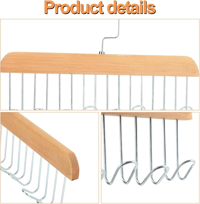 Xbaiyanr 4Pcs Anti Slip Multi Hook Coat Racks,Bra Hangers for Closet Organizer with 8 Hooks 360 °Swivel Belt Hanger for Closet for Belt, Tie, Tank Top, Bra, Scarf (Beige)