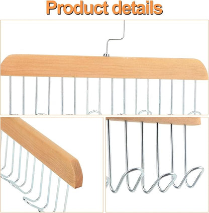 Xbaiyanr 4Pcs Anti Slip Multi Hook Coat Racks,Bra Hangers for Closet Organizer with 8 Hooks 360 °Swivel Belt Hanger for Closet for Belt, Tie, Tank Top, Bra, Scarf (Beige)