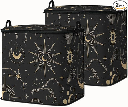 Large Comforter Storage Bag with Zipper,Closet Organizer for Clothes,Blankets,Quilts,Pillows,Fabric Storage Bags with Portable Handles 95L(2-Pack)