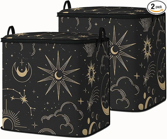 Large Comforter Storage Bag with Zipper,Closet Organizer for Clothes,Blankets,Quilts,Pillows,Fabric Storage Bags with Portable Handles 95L(2-Pack)