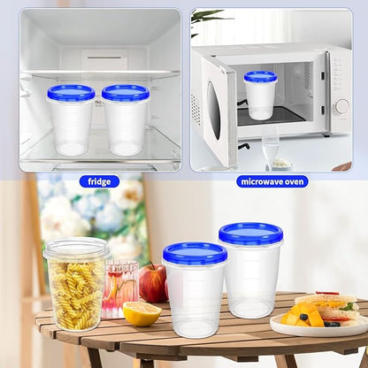ISUSSER 12 Pack Freezer Containers with Screw On Lids, 32 Oz Stackable Reusable Plastic Storage Container, Airtight Plastic Food Storage Containers with Twist Top Lids for Food Soup Jello Sauce
