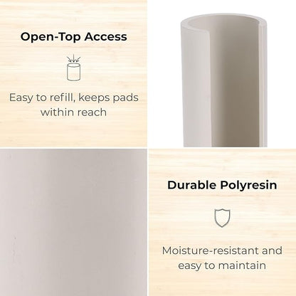 EVIDECO French Home Goods Minimalist Beige Cotton Pad Holder - Bathroom Vanity Organizer for Makeup Rounds - Japandi Collection