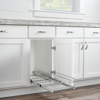 Rev-A-Shelf Kitchen Cabinet Pullout Shelf and Drawer Organizer Slide Out Pantry Storage Basket in Multiple Sizes, 12 x 20 In, 5WB1-1220CR-1