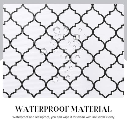 Glotoch Non Slip Shelf Liner 24 Inch Wide, Non Adhesive Drawer Liner, Waterproof Shelf Liners for Kitchen Cabinets/Refrigerator/Wire Shelving/Bathroom/Pantry-Heavy Duty, Durable, White Quatrefoil