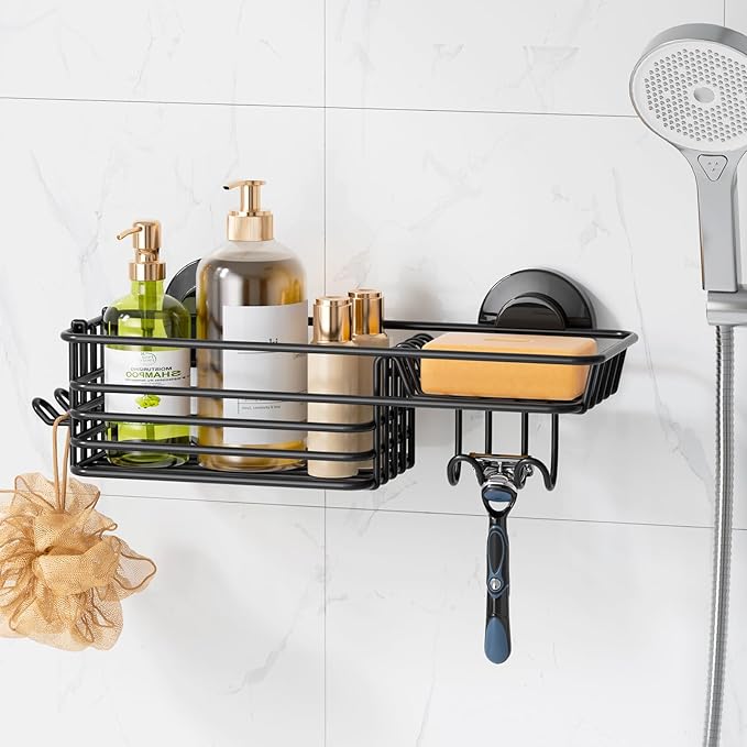 LEVERLOC Shower Caddy, Grey, Suction Cup, One Second Installation, Bionic Octopus Tentacle Design, Weatherproof, Waterproof, Oil-Proof, Anti-Aging, 12" L x 5" W x 4.7" H