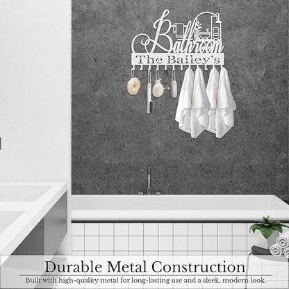 Personalized Metal Key Rack Hooks, Key Holder Wall Mounted Key Hooks, Bathrom Theme Wall Decoration Hooks, Key Hanger Organizer for Living Room, Entryway, Bathroom, Office Decor